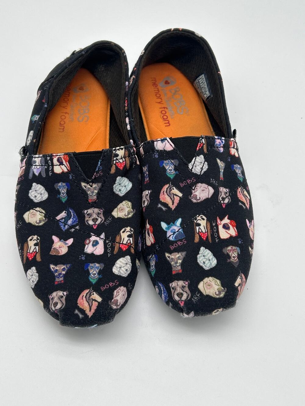 Skechers BOBS for Dogs 7.5 Black Dog Print Slip On Shoes Cute Novelty